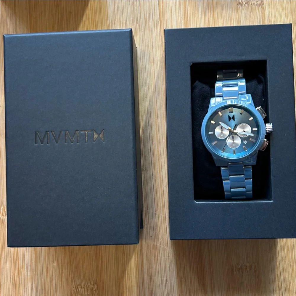 MVMT Ceramic Watch With 44mm Blue Chronograph Face & Blue Ceramic Bracelet